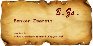 Benker Zsanett névjegykártya